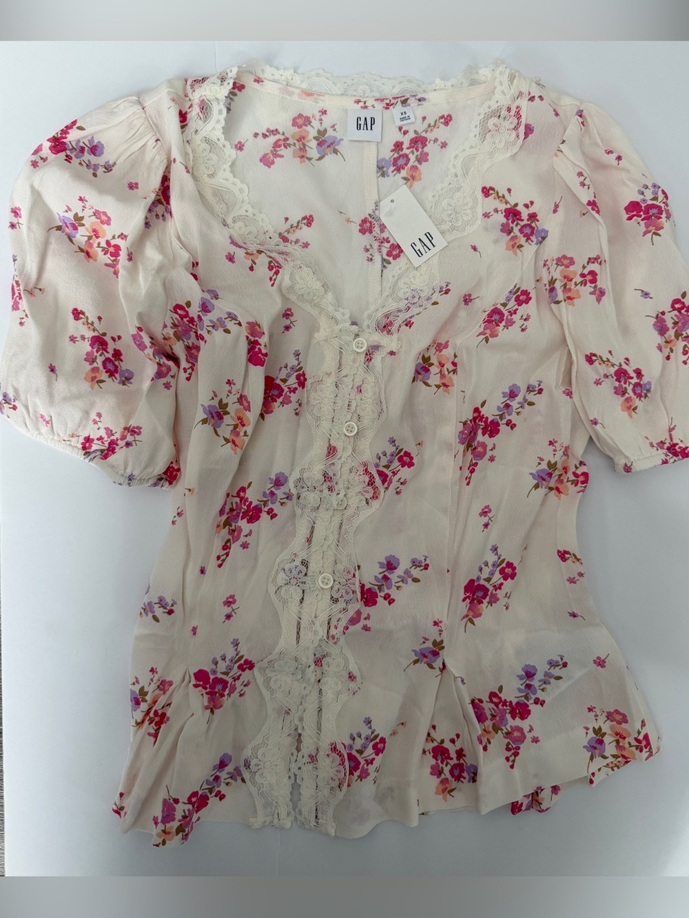 Gap Factory Crepe V-Neck Top Floral NWT Women’s Size XS